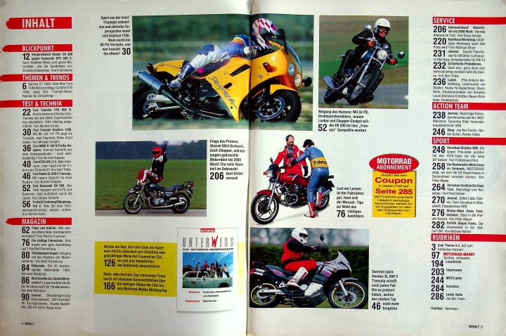 Inhaltsverzeichnis Motorrad 06/1994