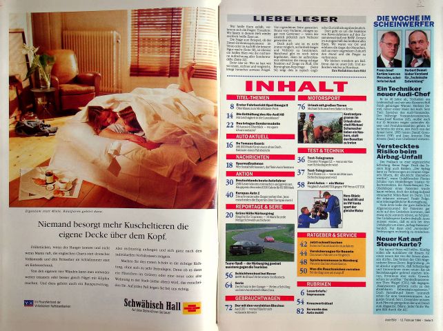 Inhaltsverzeichnis Auto Bild 06/1994