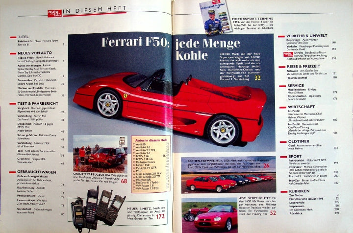 Inhaltsverzeichnis Auto Motor und Sport 06/1995