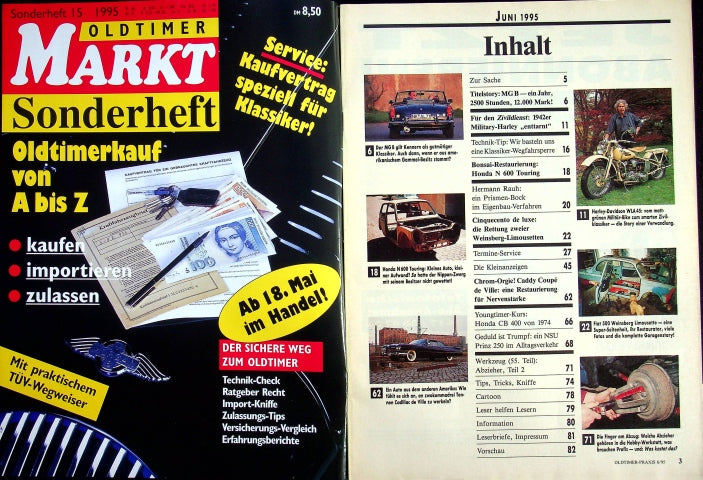 Inhaltsverzeichnis Oldtimer Praxis 06/1995