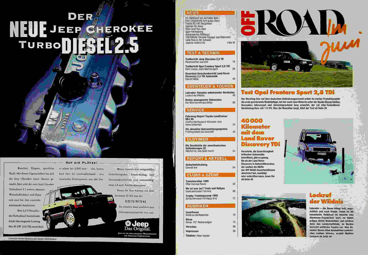 Inhaltsverzeichnis Offroad 06/1995