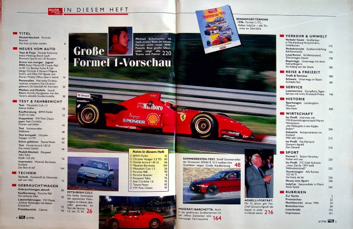 Inhaltsverzeichnis Auto Motor und Sport 06/1996