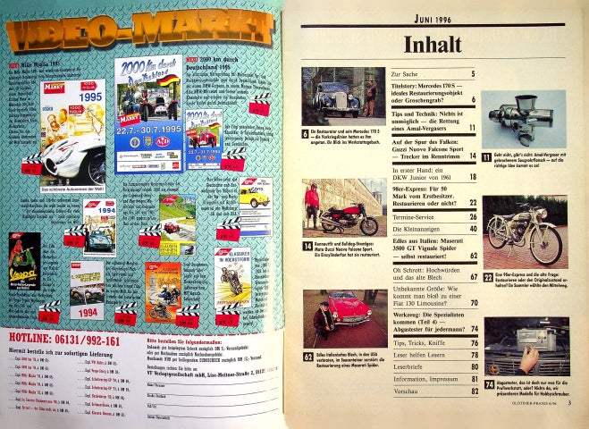 Inhaltsverzeichnis Oldtimer Praxis 06/1996