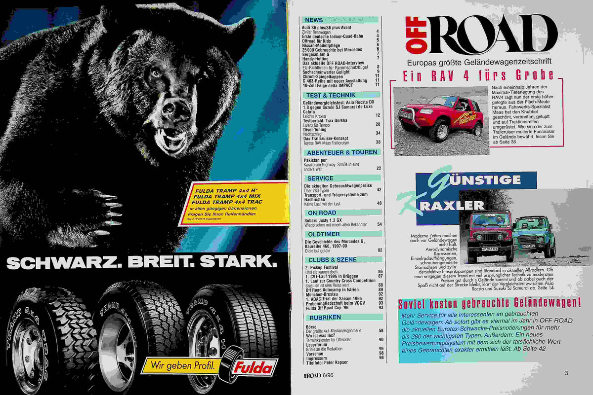 Inhaltsverzeichnis Offroad 06/1996
