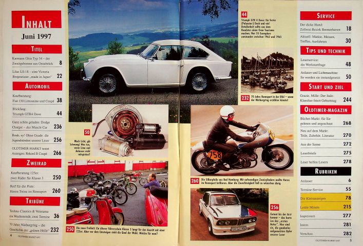Inhaltsverzeichnis Oldtimer Markt 06/1997