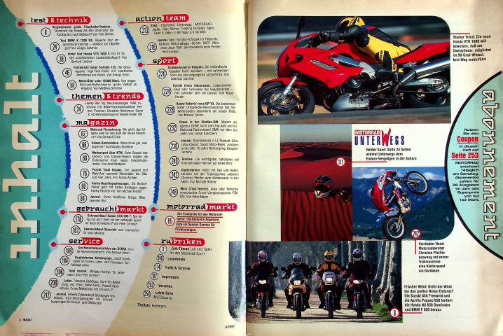 Inhaltsverzeichnis Motorrad 06/1997