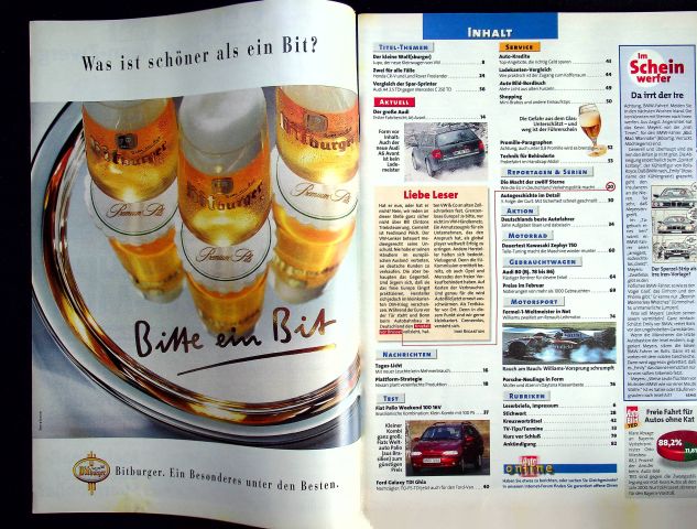 Inhaltsverzeichnis Auto Bild 06/1998