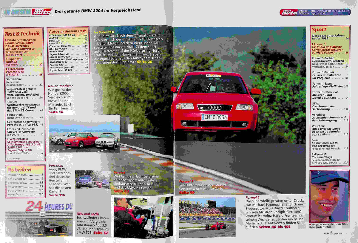 Inhaltsverzeichnis Sport Auto 06/1999