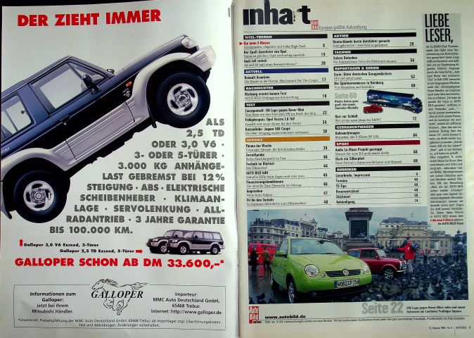 Inhaltsverzeichnis Auto Bild 06/1999