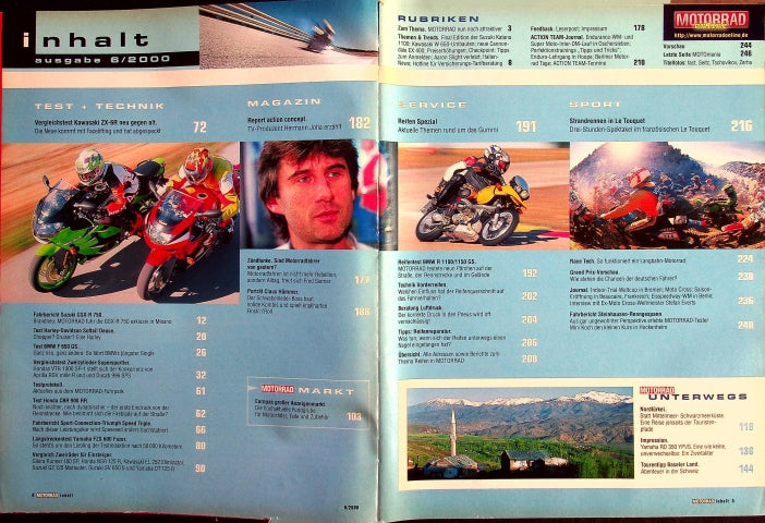 Inhaltsverzeichnis Motorrad 06/2000