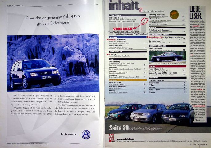 Inhaltsverzeichnis Auto Bild 06/2000