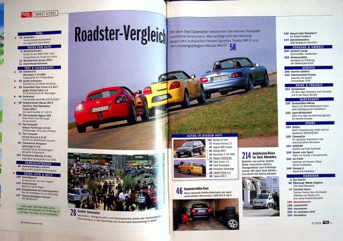 Inhaltsverzeichnis Auto Motor und Sport 06/2001