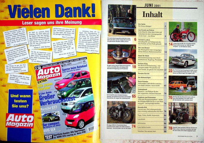 Inhaltsverzeichnis Oldtimer Praxis 06/2001