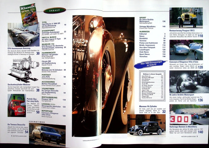 Inhaltsverzeichnis Motor Klassik 06/2001