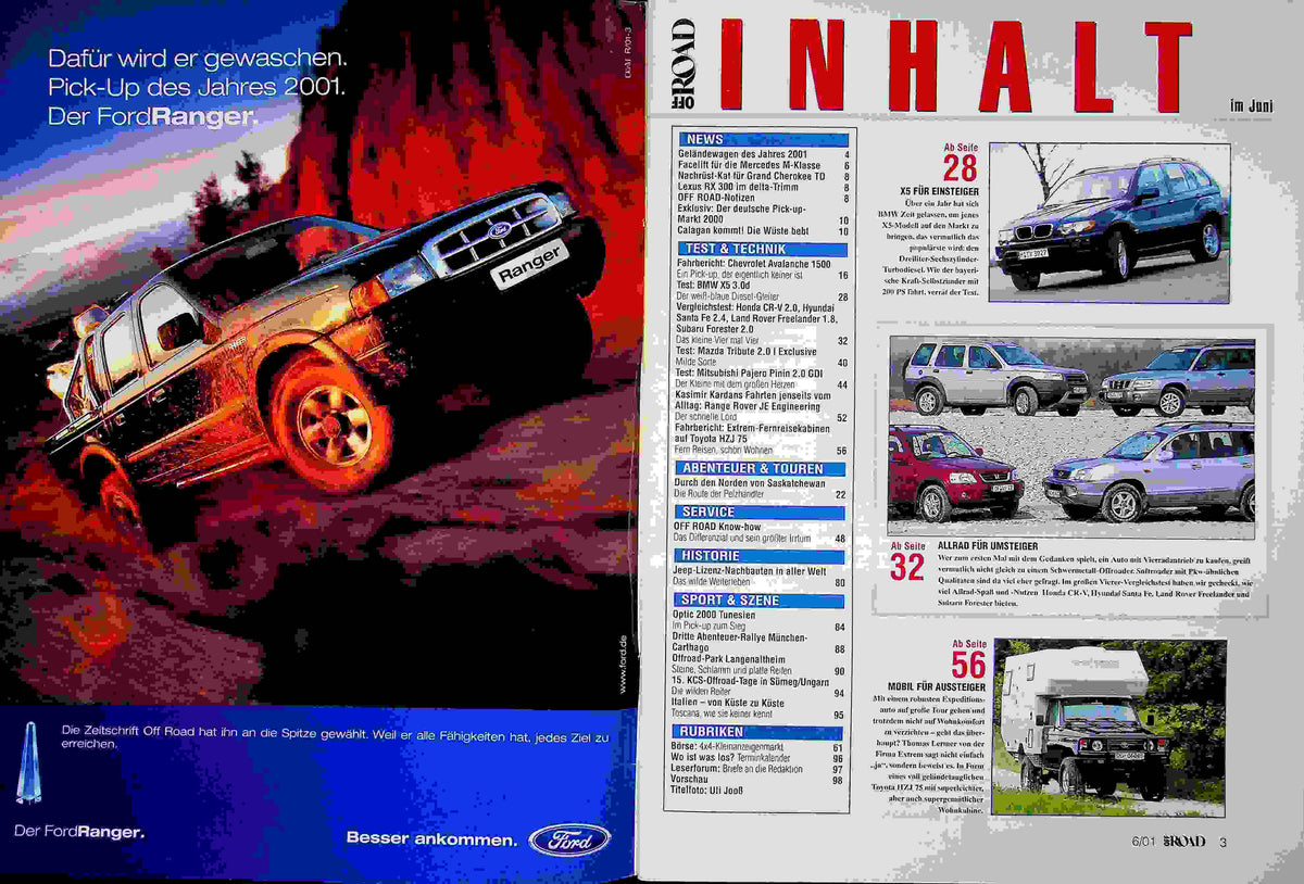 Inhaltsverzeichnis Offroad 06/2001