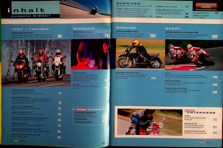 Inhaltsverzeichnis Motorrad 06/2001