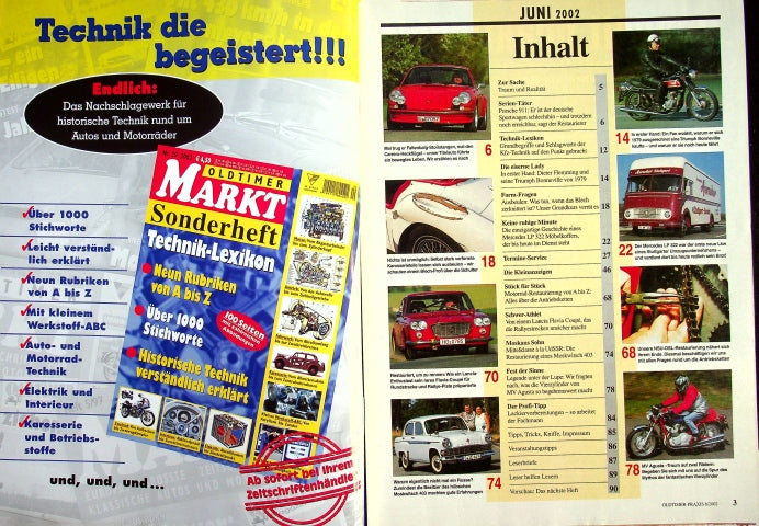 Inhaltsverzeichnis Oldtimer Praxis 06/2002
