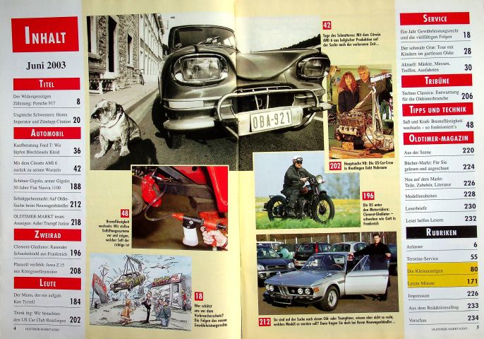 Inhaltsverzeichnis Oldtimer Markt 06/2003