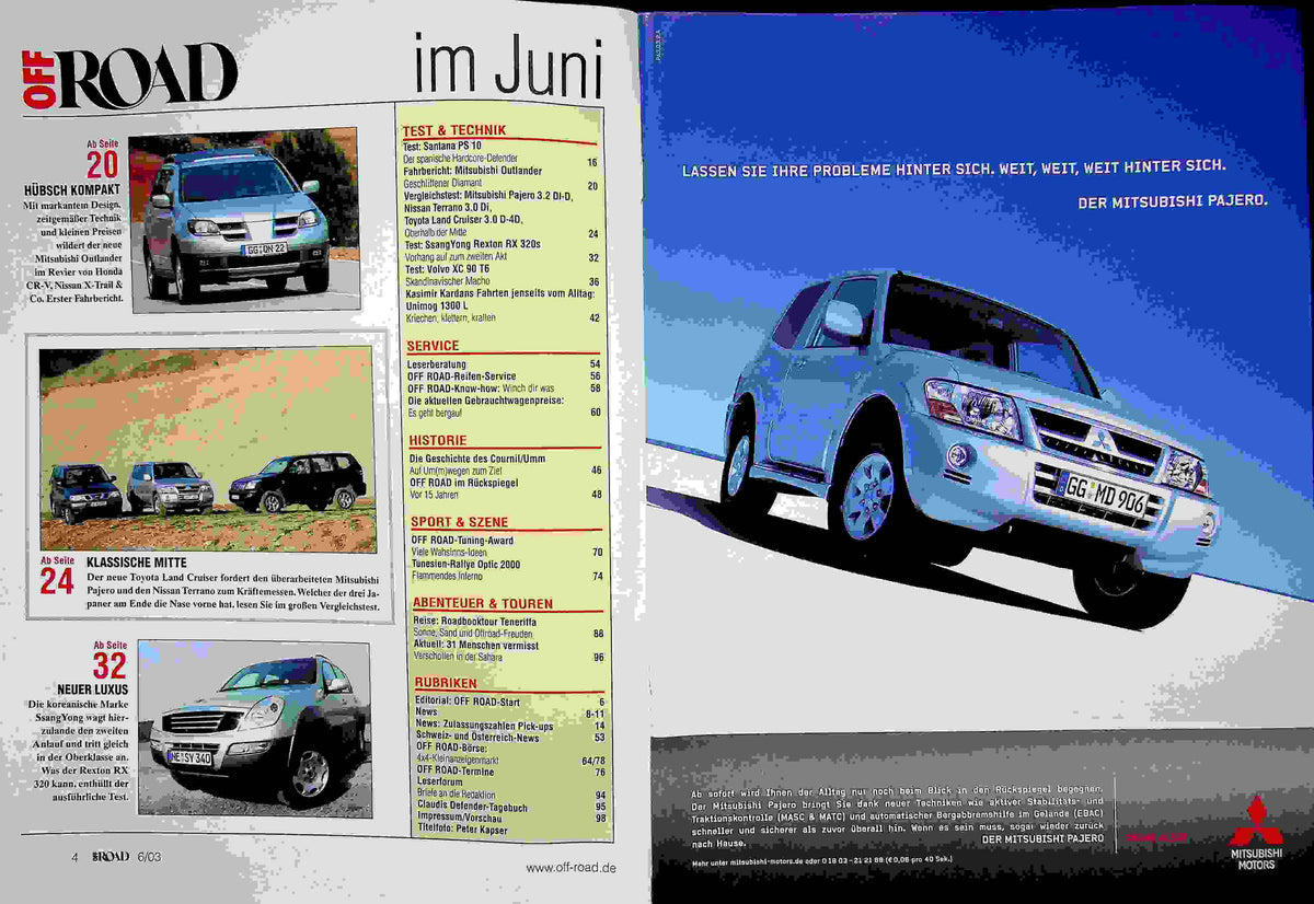 Inhaltsverzeichnis Offroad 06/2003