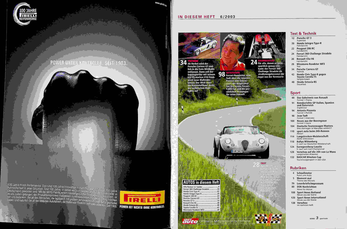 Inhaltsverzeichnis Sport Auto 06/2003