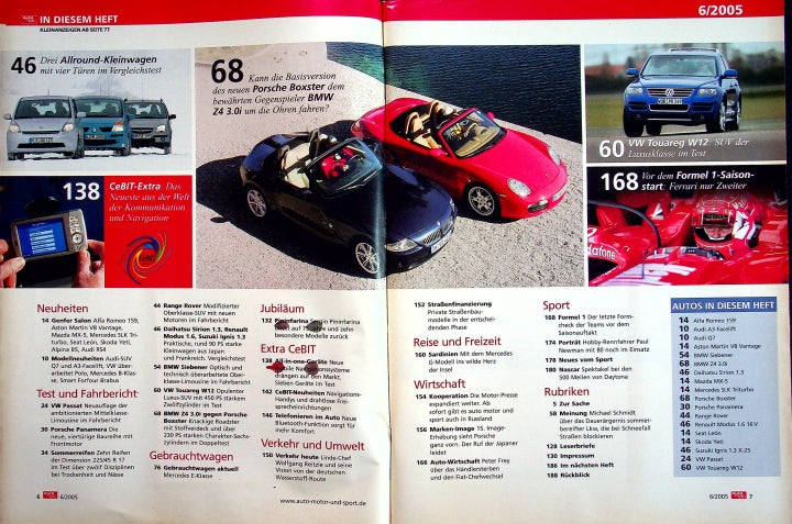 Inhaltsverzeichnis Auto Motor und Sport 06/2005