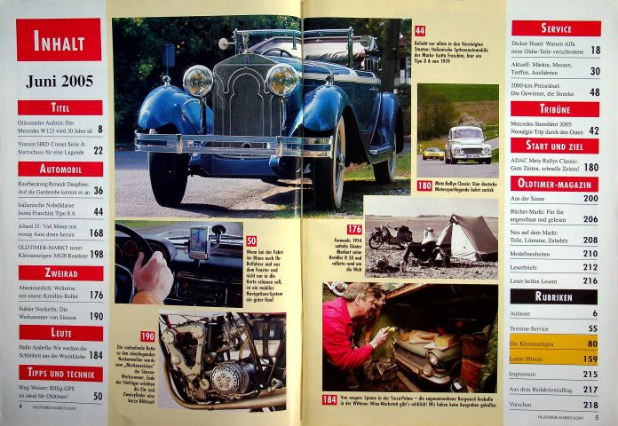 Inhaltsverzeichnis Oldtimer Markt 06/2005