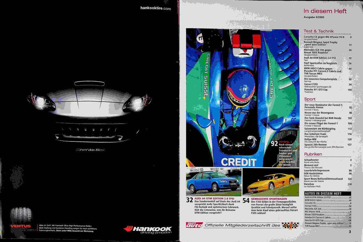Inhaltsverzeichnis Sport Auto 06/2005