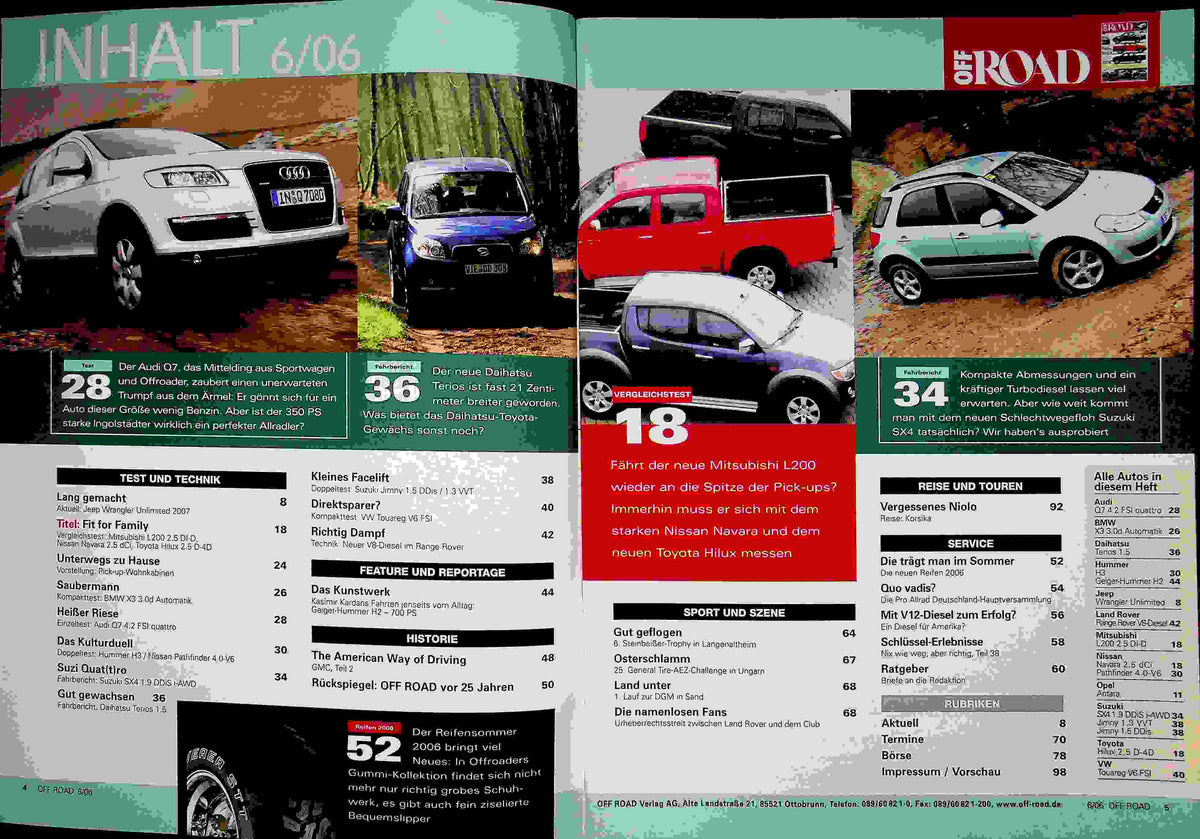 Inhaltsverzeichnis Offroad 06/2006