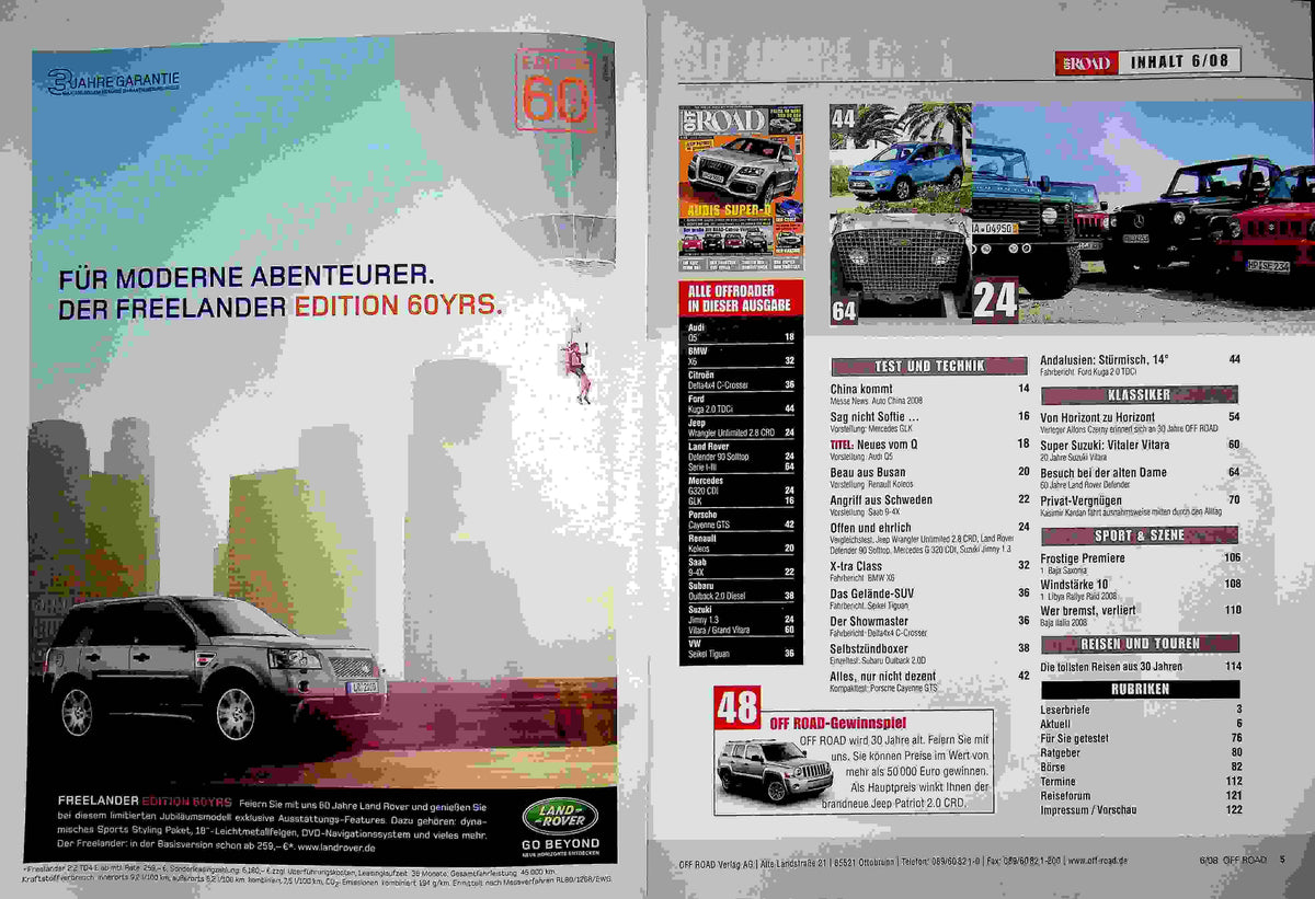 Inhaltsverzeichnis Offroad 06/2008