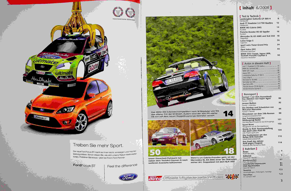 Inhaltsverzeichnis Sport Auto 06/2008