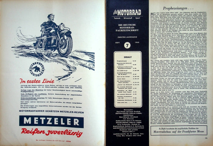 Inhaltsverzeichnis Motorrad 07/1950