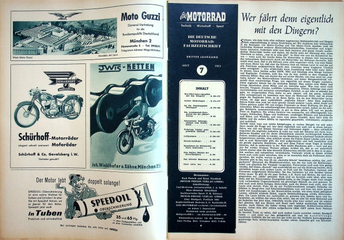 Inhaltsverzeichnis Motorrad 07/1951