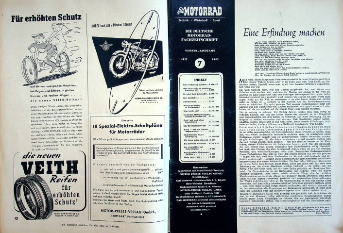 Inhaltsverzeichnis Motorrad 07/1952