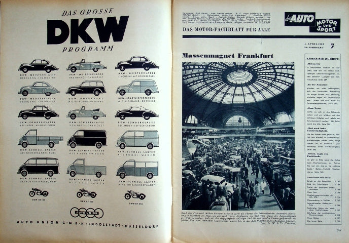 Inhaltsverzeichnis Auto Motor und Sport 07/1953