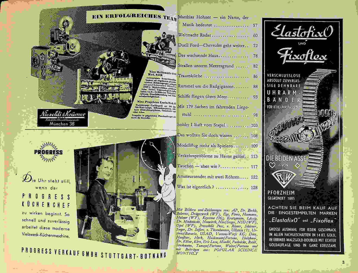 Inhaltsverzeichnis Hobby 07/1954