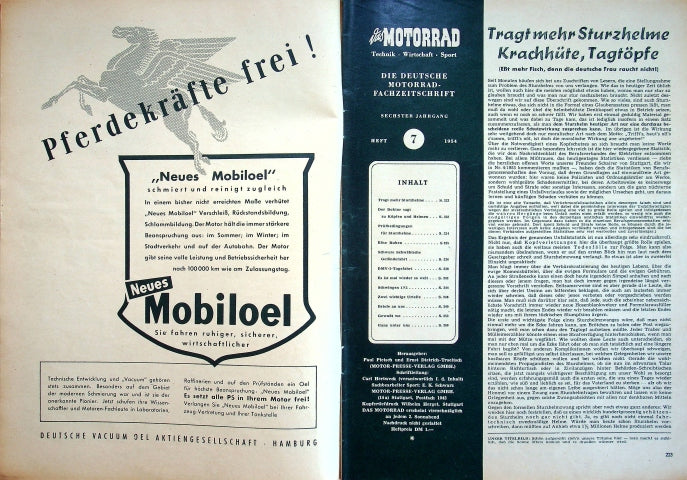 Inhaltsverzeichnis Motorrad 07/1954
