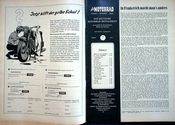 Inhaltsverzeichnis Motorrad 07/1957
