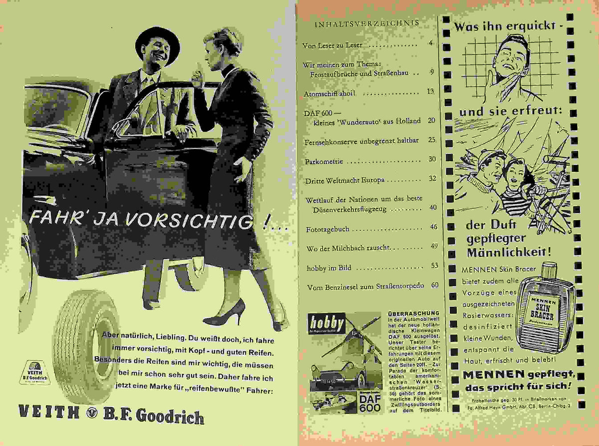 Inhaltsverzeichnis Hobby 07/1958