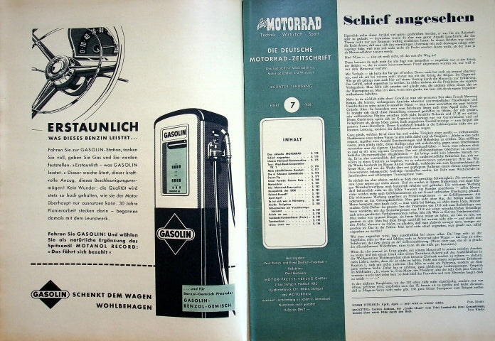 Inhaltsverzeichnis Motorrad 07/1958