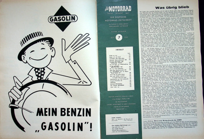 Inhaltsverzeichnis Motorrad 07/1959