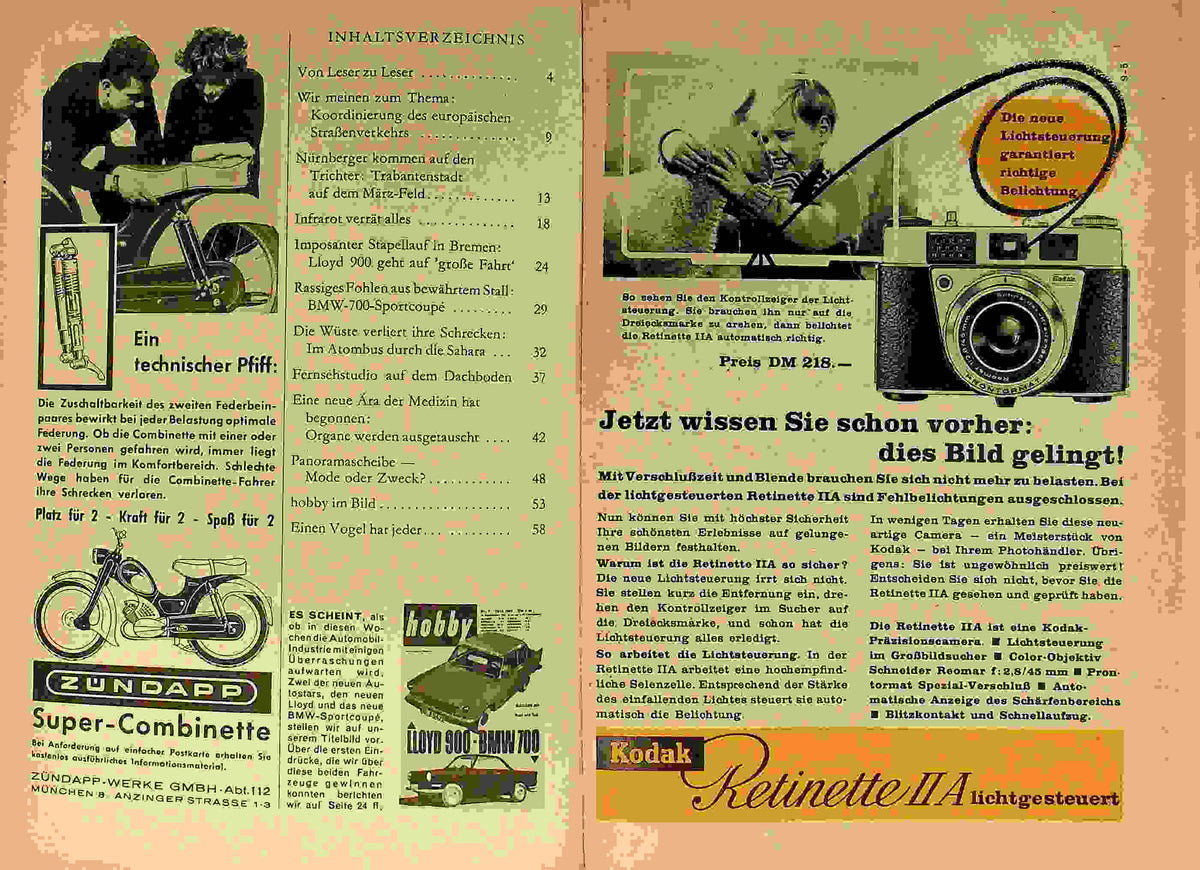 Inhaltsverzeichnis Hobby 07/1959