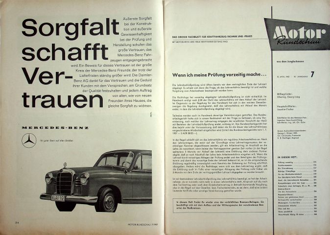 Inhaltsverzeichnis Motor Rundschau 07/1960