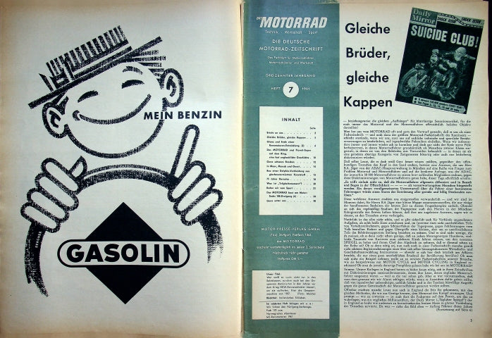 Inhaltsverzeichnis Motorrad 07/1961