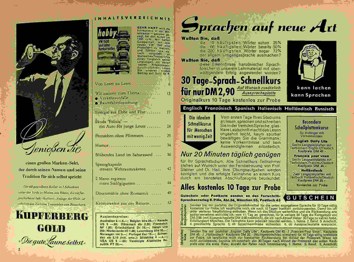 Inhaltsverzeichnis Hobby 07/1961