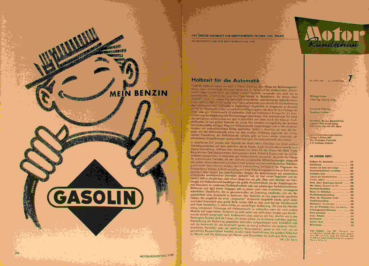 Inhaltsverzeichnis Motor Rundschau 07/1961