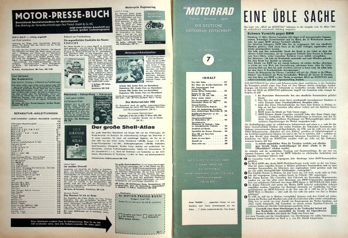 Inhaltsverzeichnis Motorrad 07/1963
