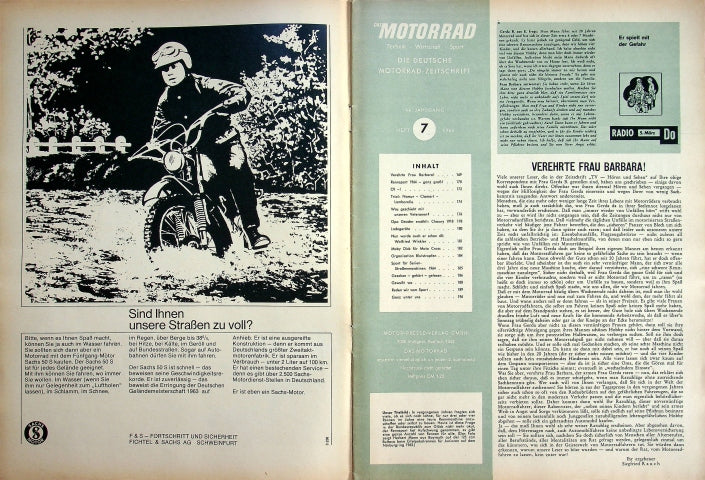 Inhaltsverzeichnis Motorrad 07/1964