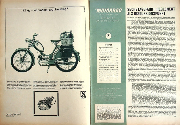 Inhaltsverzeichnis Motorrad 07/1965