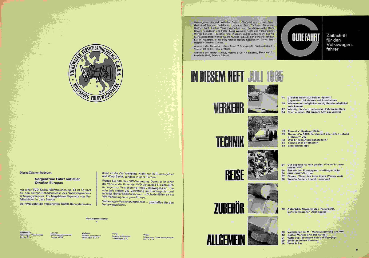 Inhaltsverzeichnis Gute Fahrt 07/1965