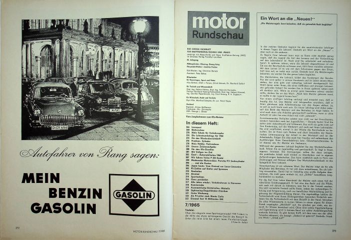 Inhaltsverzeichnis Motor Rundschau 07/1965